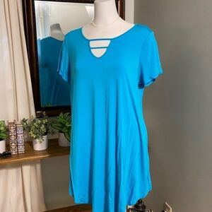 Short sleeve tunic, 1XL, turquoise Casual Land